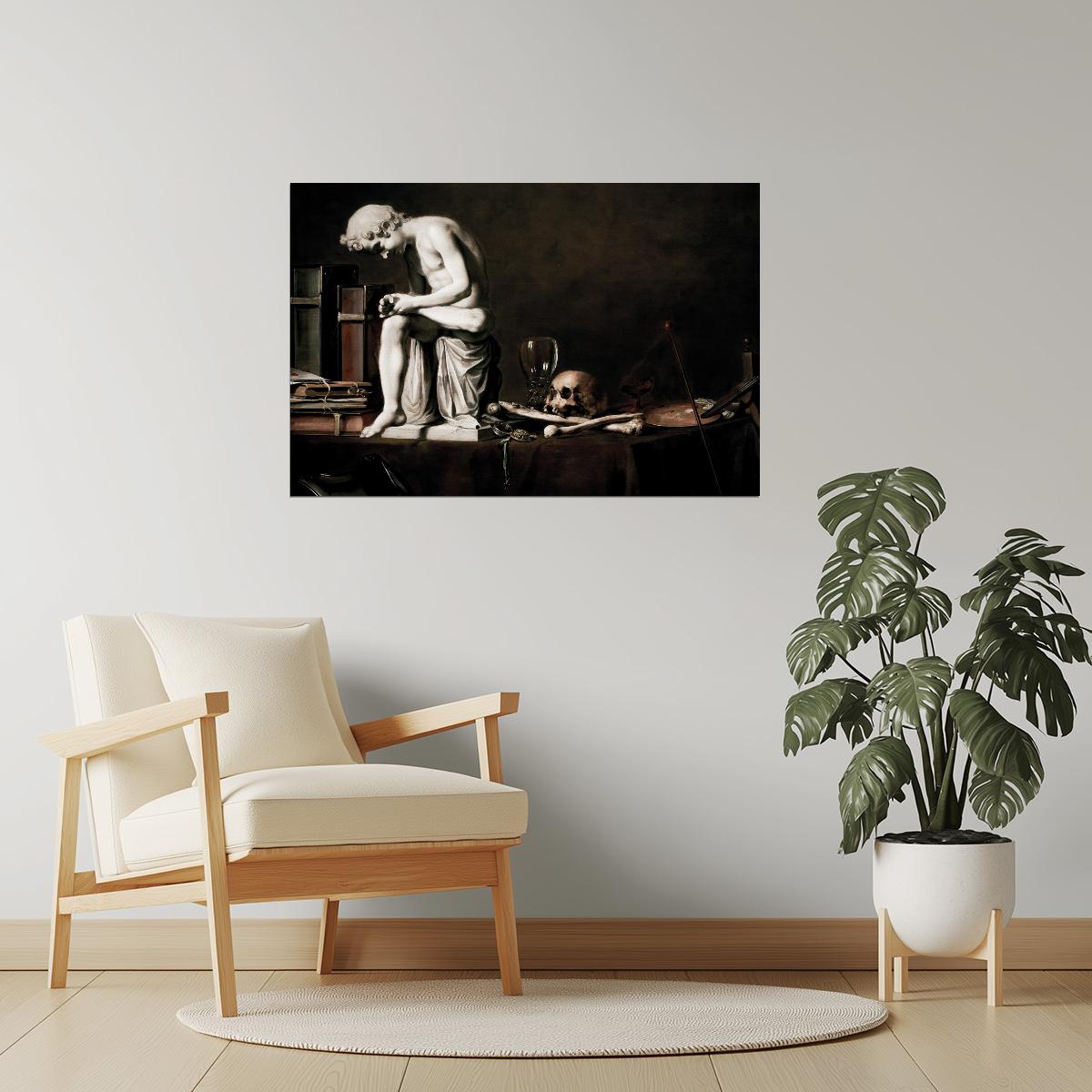 Philosopher with Skull | Dark Academia Classical Art Print Poster