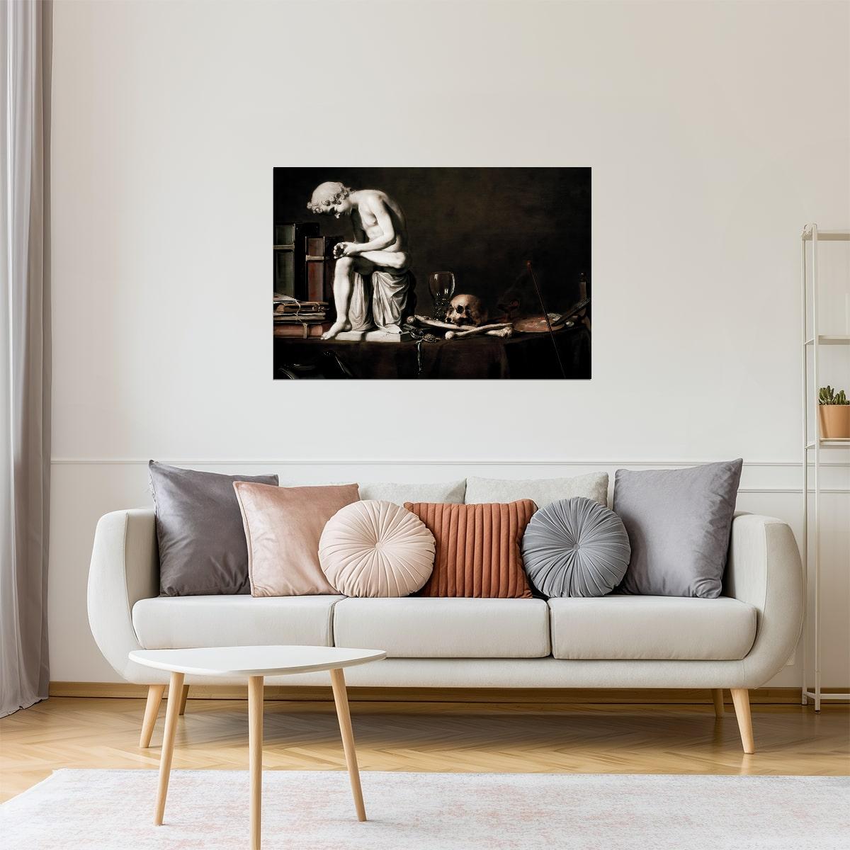 Philosopher with Skull | Dark Academia Classical Art Print Poster