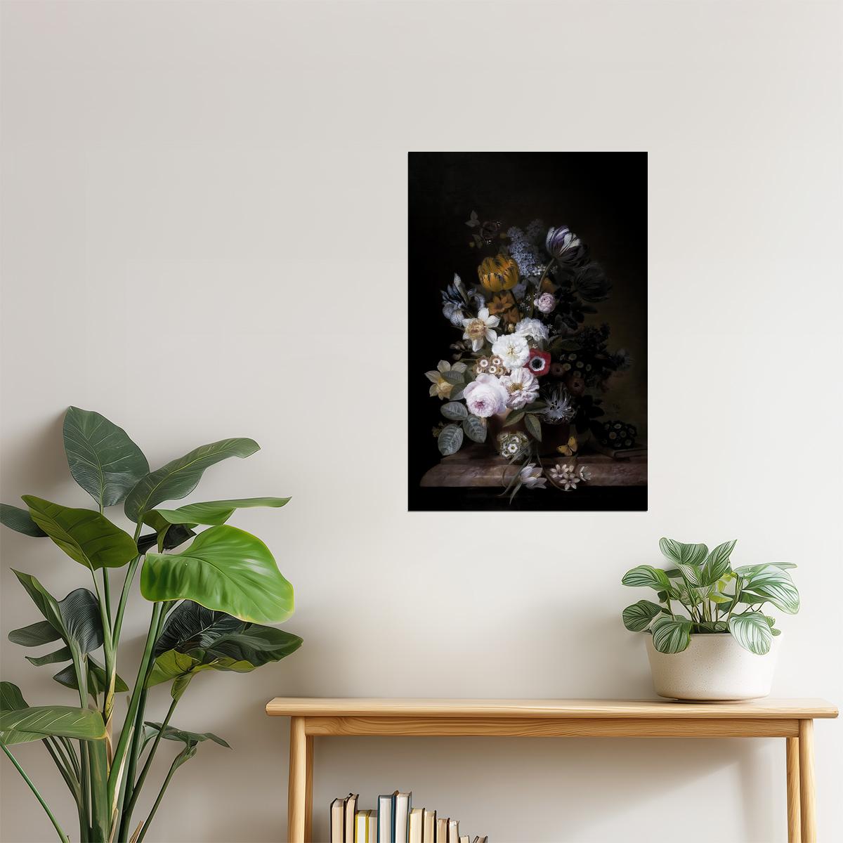 Baroque Floral Arrangement | Moody Botanical Wall Art Poster