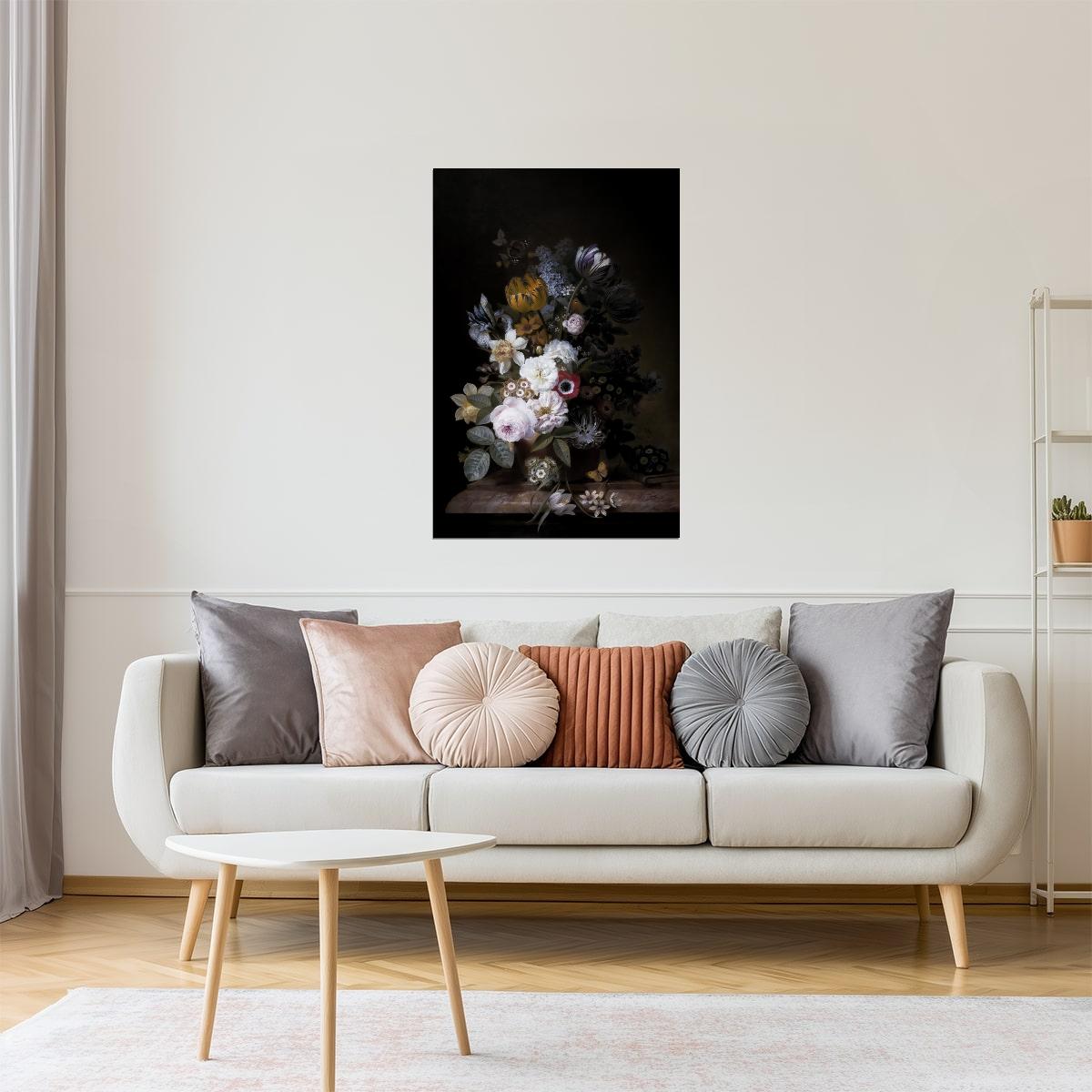 Baroque Floral Arrangement | Moody Botanical Wall Art Poster