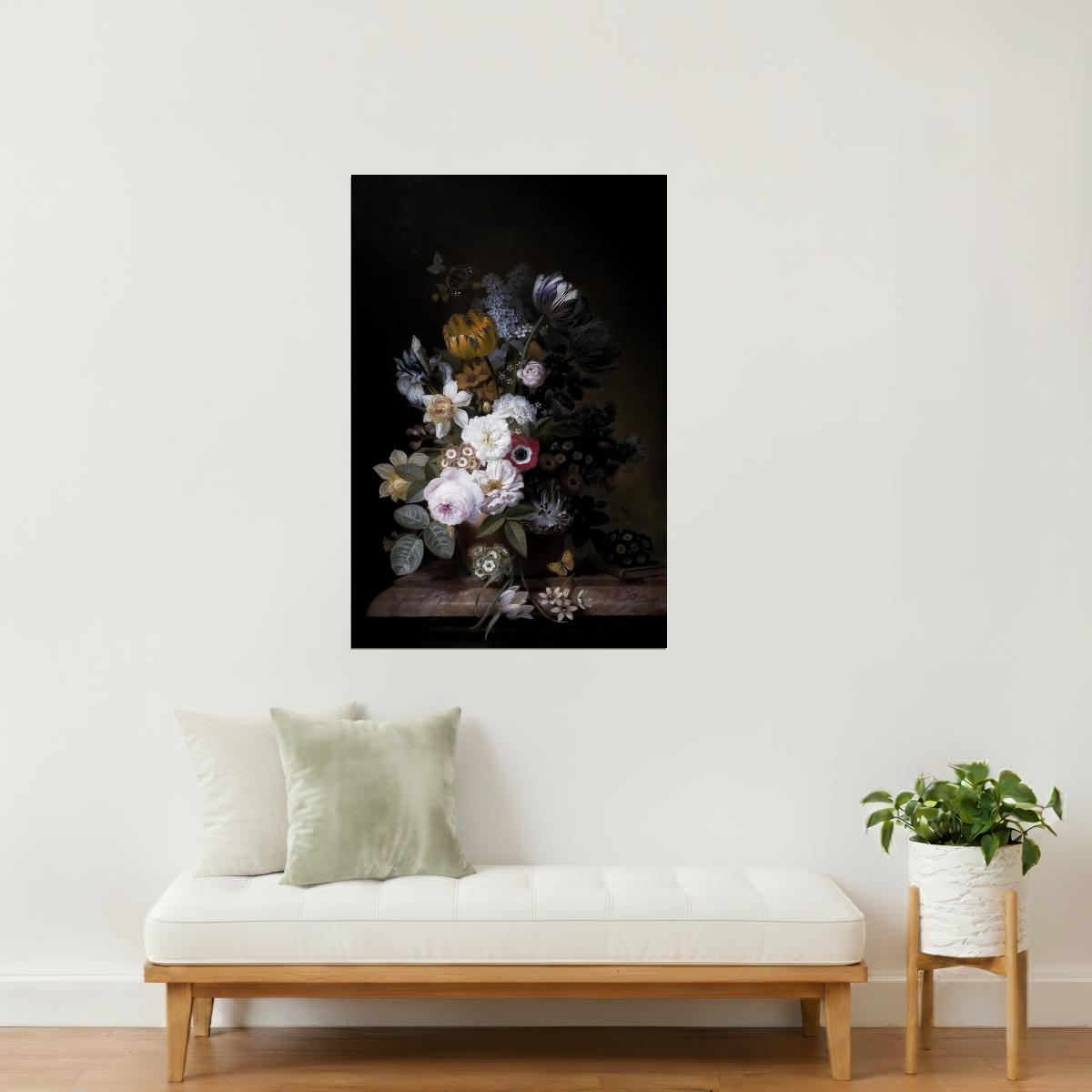 Baroque Floral Arrangement | Moody Botanical Wall Art Poster