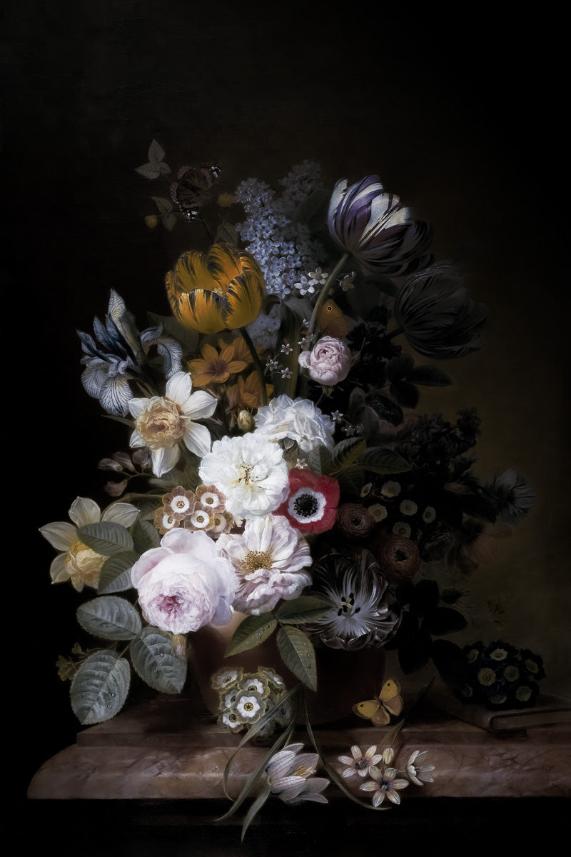 Baroque Floral Arrangement | Moody Botanical Wall Art Poster