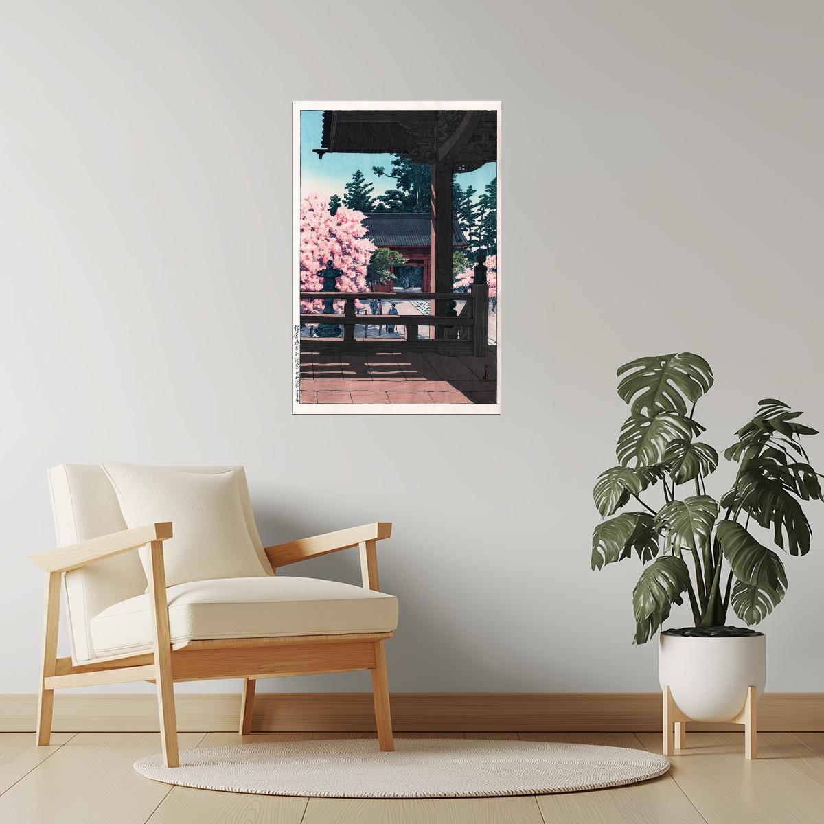 Cherry Blossoms at Temple | Japandi Wall Art Poster