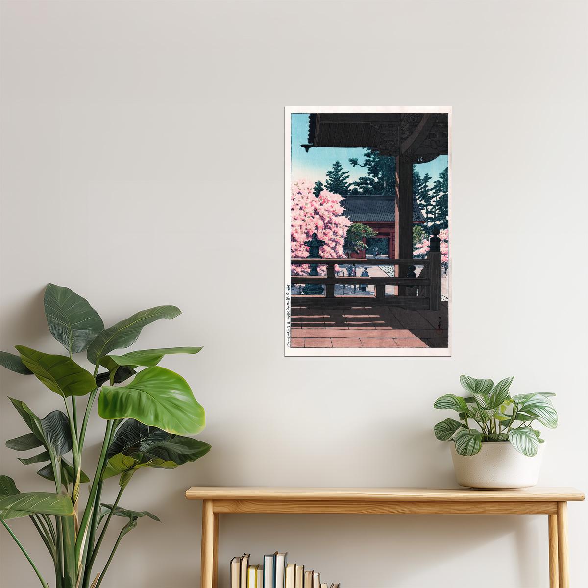 Cherry Blossoms at Temple | Japandi Wall Art Poster