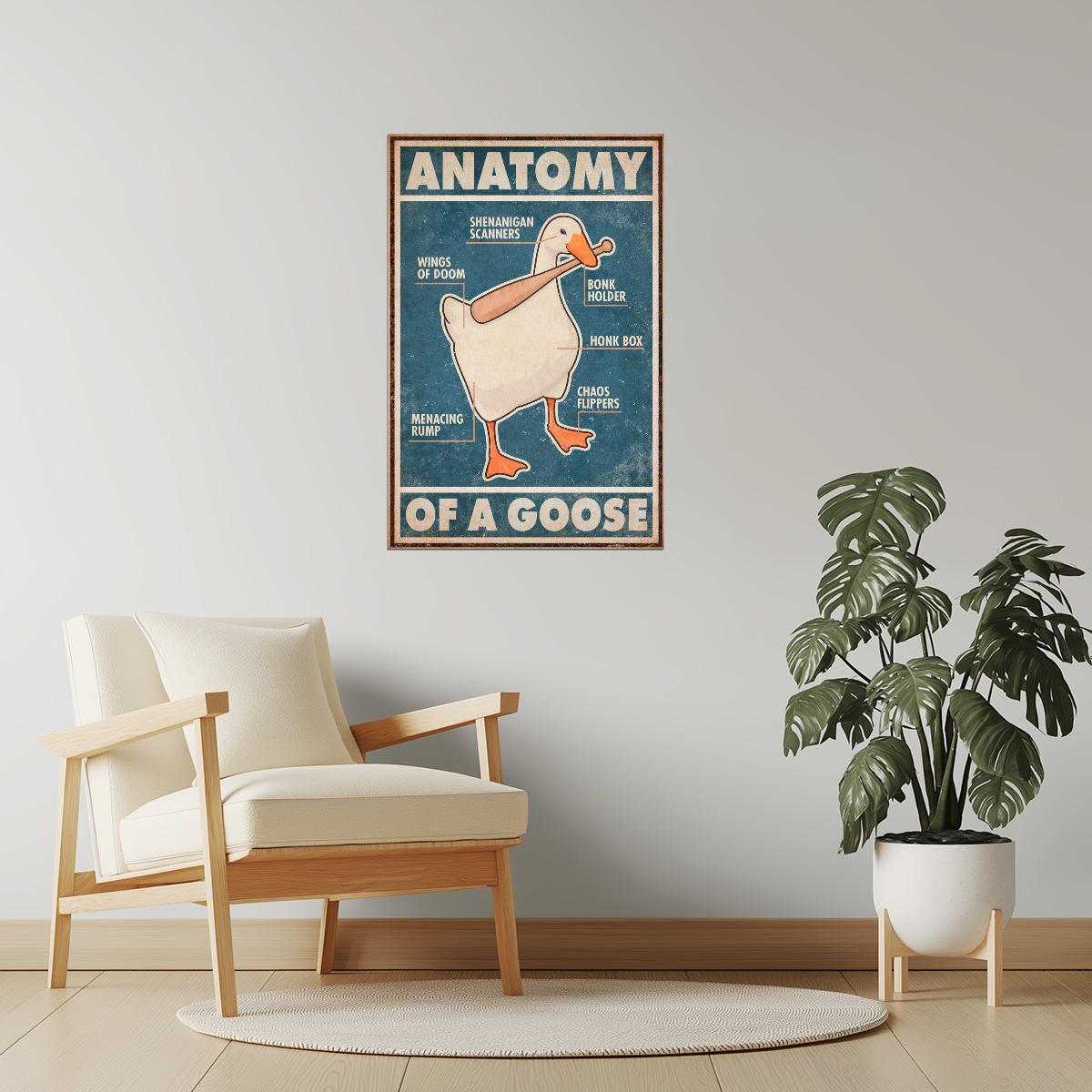 Anatomy of a Goose | Retro Duck Comic Wall Art Poster