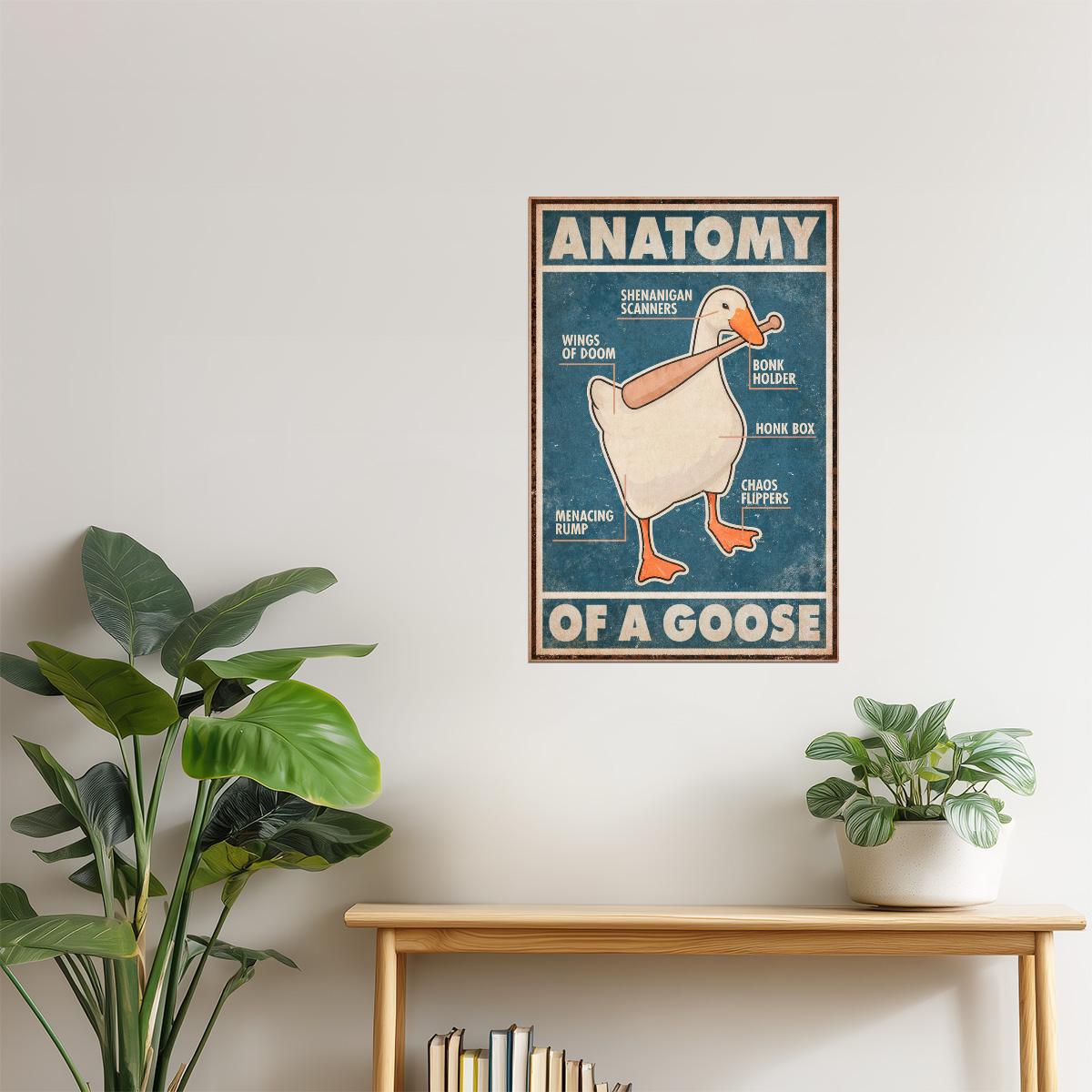 Anatomy of a Goose | Retro Duck Comic Wall Art Poster