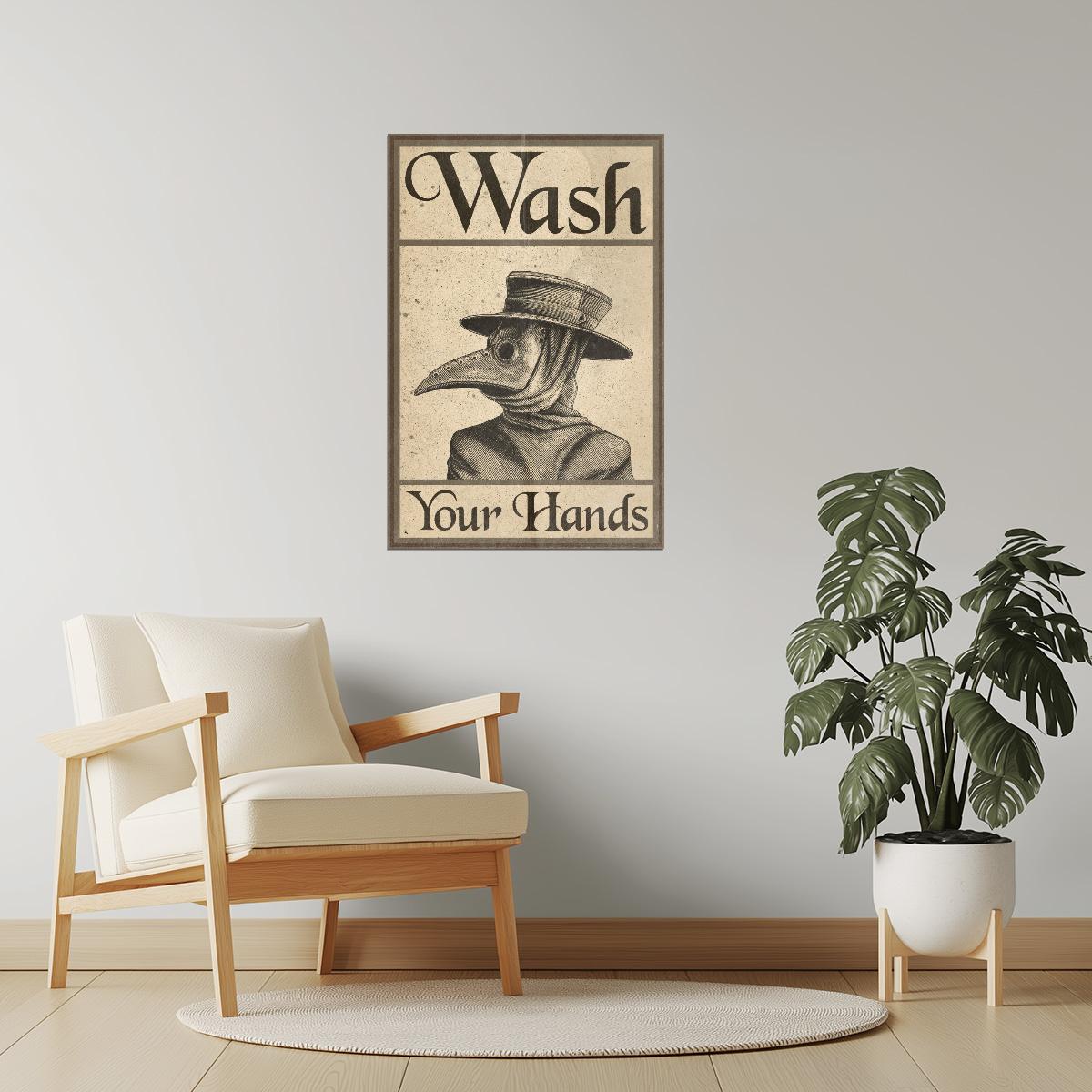 Wash Your Hands | Plague Doctor Funny Bathroom Wall Art Poster