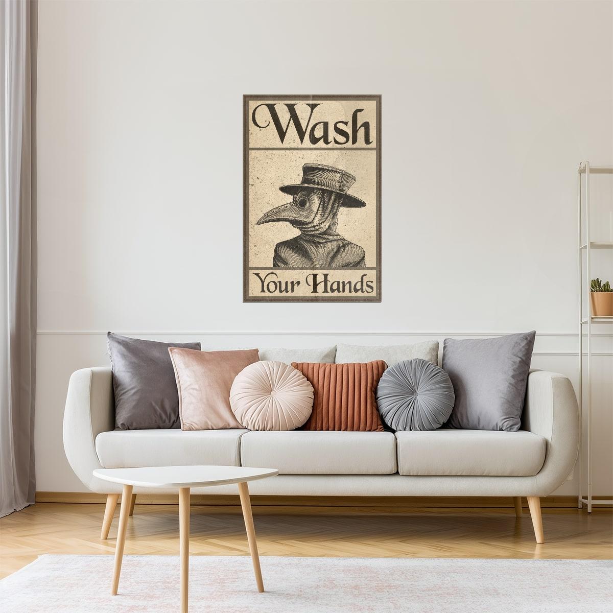 Wash Your Hands | Plague Doctor Funny Bathroom Wall Art Poster