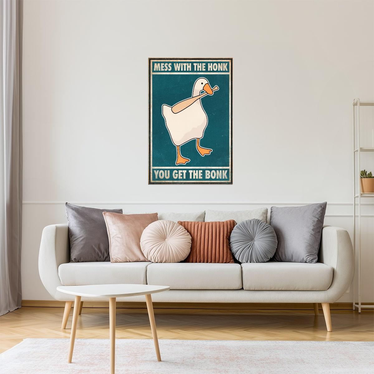 Mess With the Honk You Get the Bonk | Funny Goose Retro Wall Art Poster