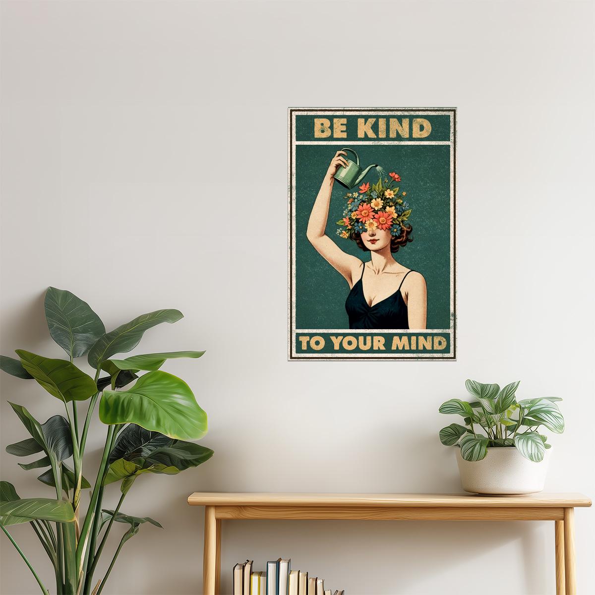 Be Kind to Your Mind | Surreal Floral Wall Art Poster