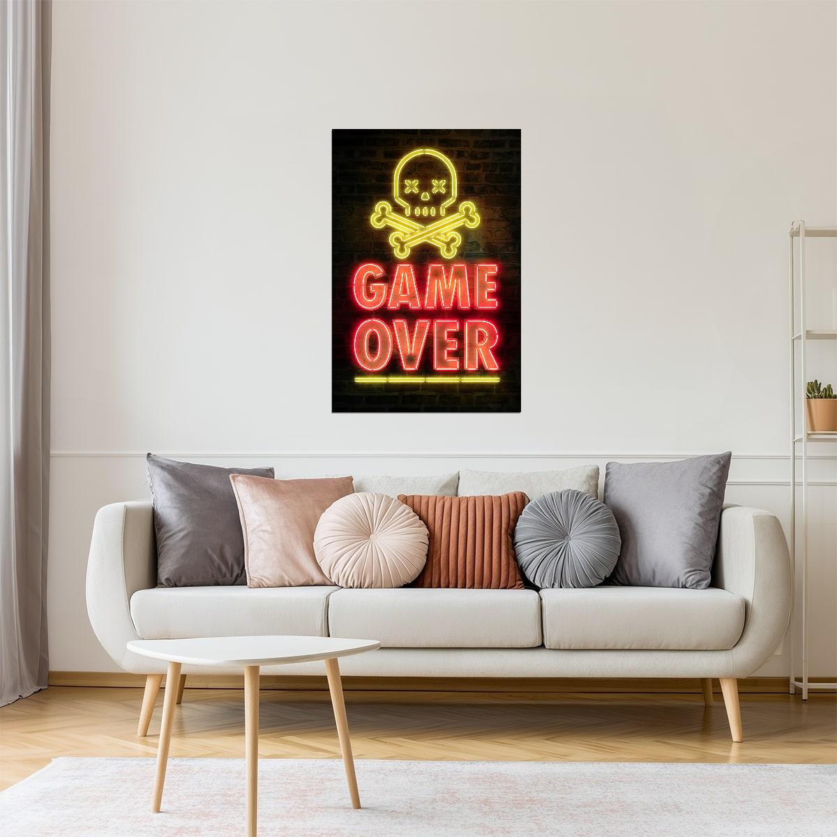 Game Over | Neon Gaming Wall Art Poster