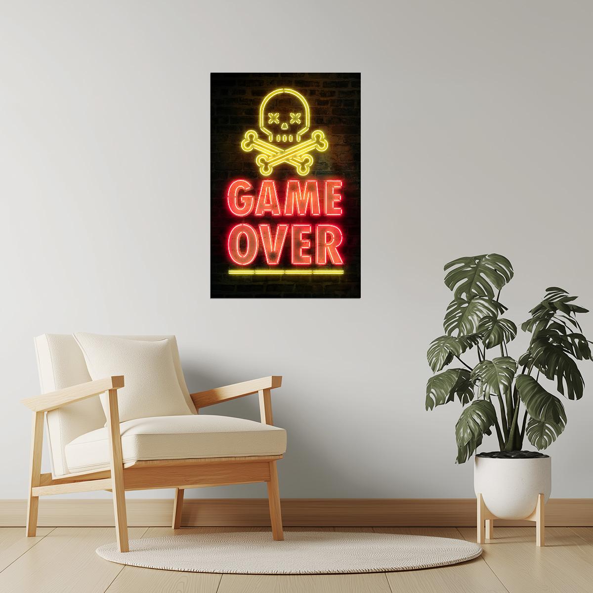 Game Over | Neon Gaming Wall Art Poster