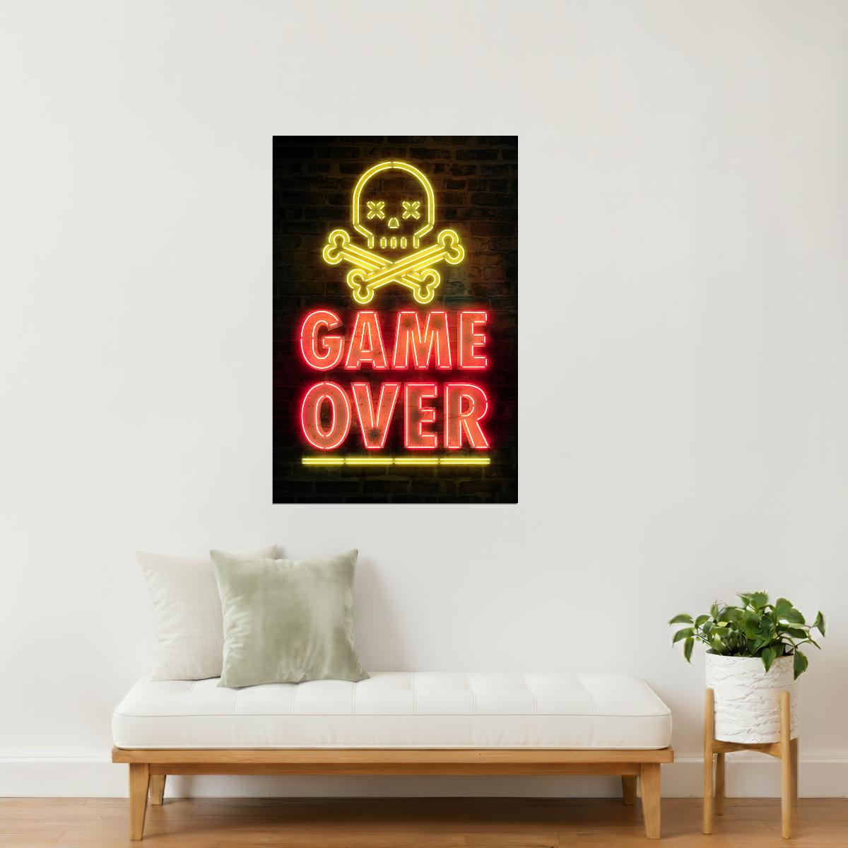 Game Over | Neon Gaming Wall Art Poster