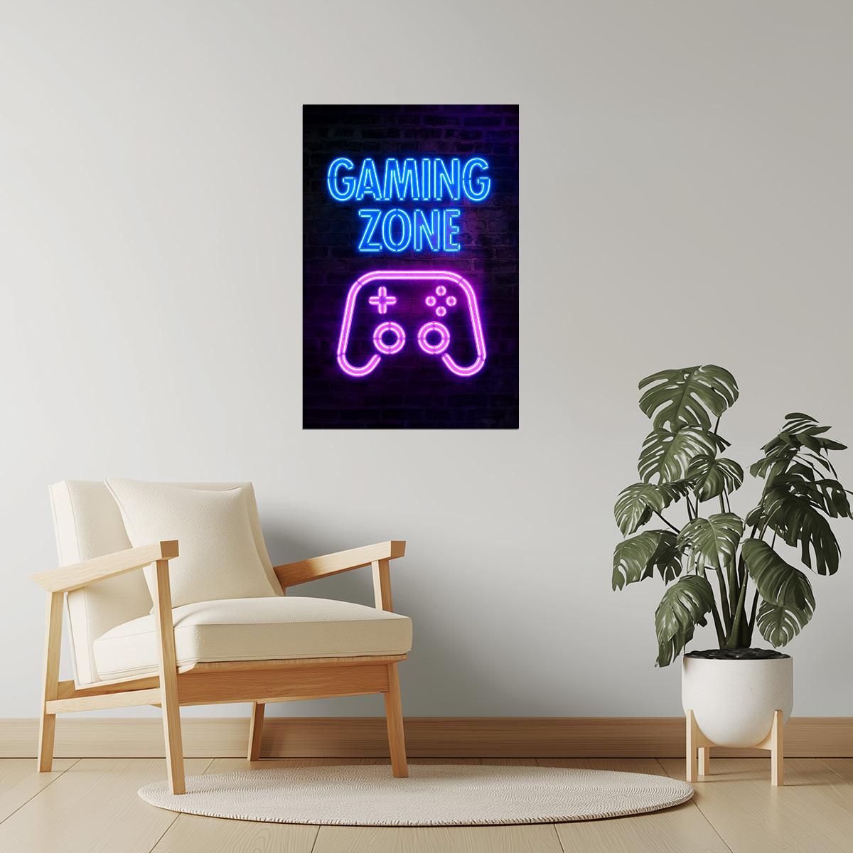 Gaming Zone | Neon Gaming Wall Art Poster