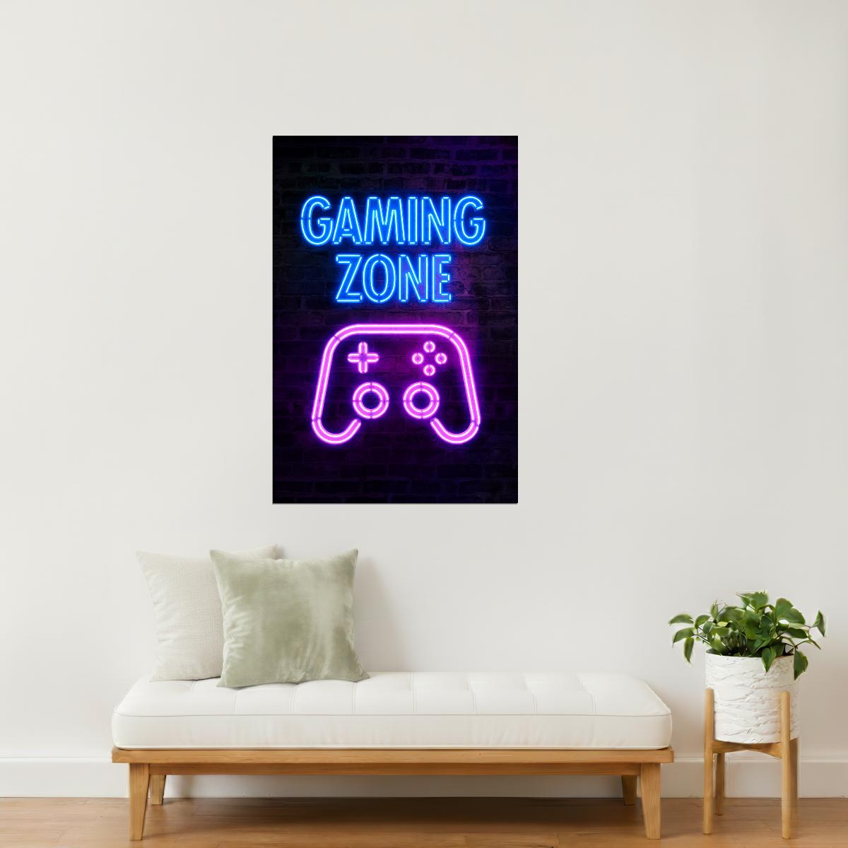 Gaming Zone | Neon Gaming Wall Art Poster