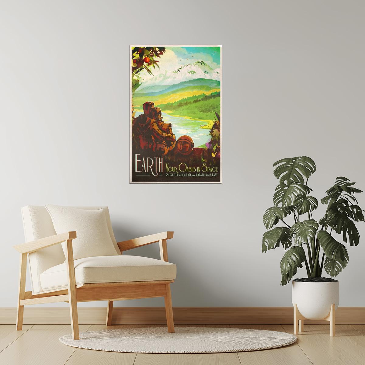 Earth | NASA Retro Space Travel Poster Vintage Wall Art