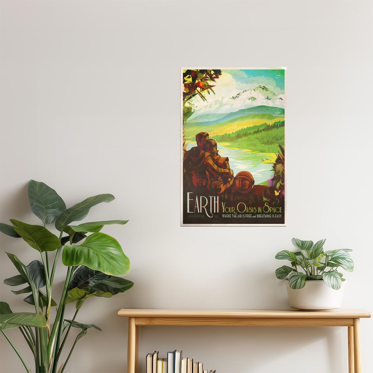 Earth | NASA Retro Space Travel Poster Vintage Wall Art