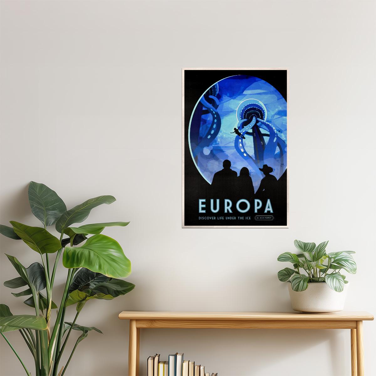 Europa | NASA Retro Space Travel Poster Astronomy Wall Print