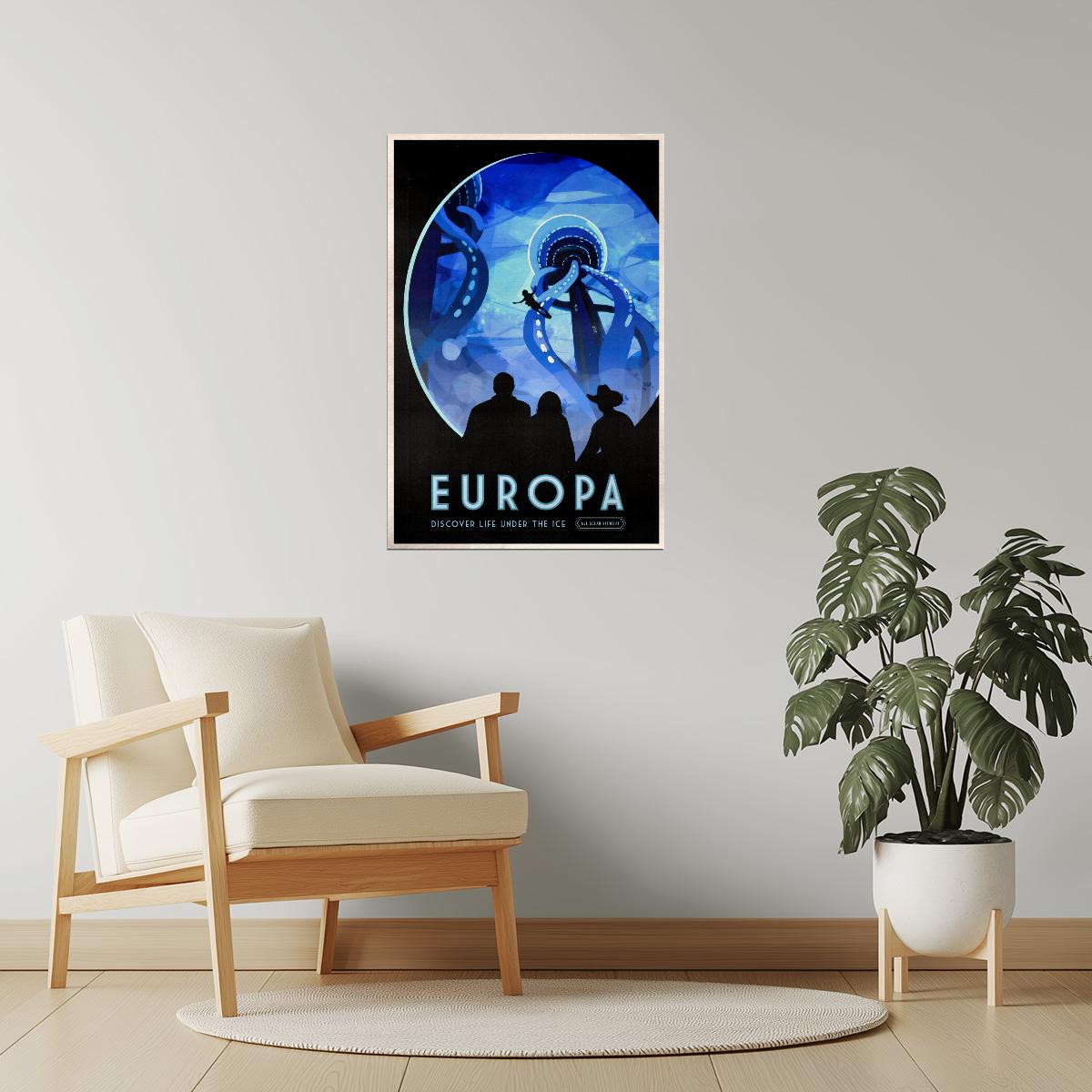 Europa | NASA Retro Space Travel Poster Astronomy Wall Print