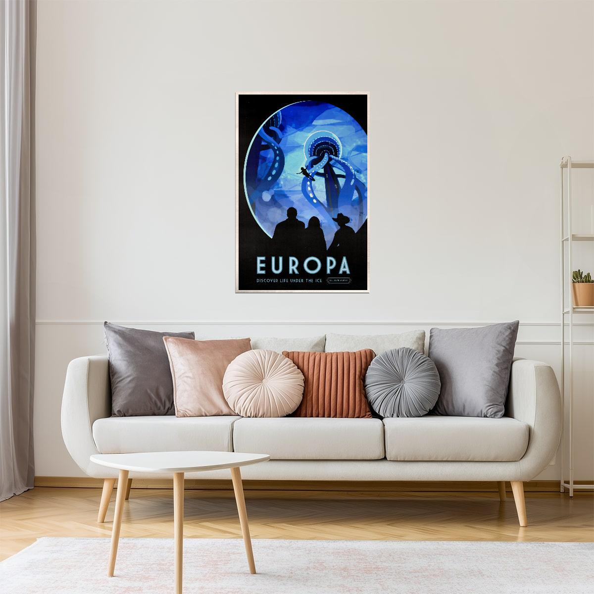 Europa | NASA Retro Space Travel Poster Astronomy Wall Print