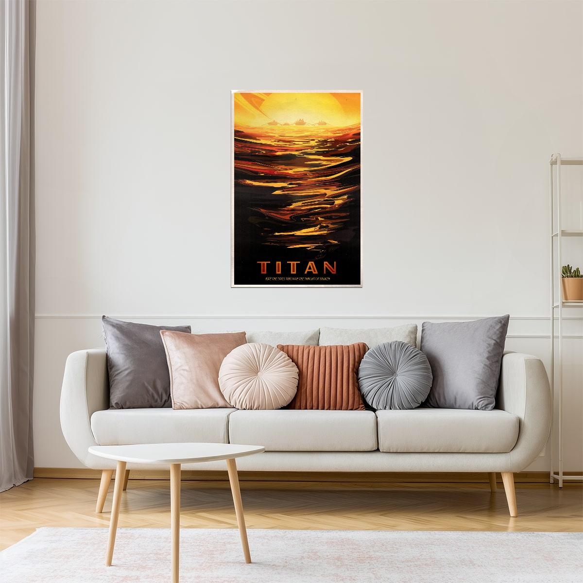 Titan | NASA Retro Space Travel Poster Astronomy Wall Decor