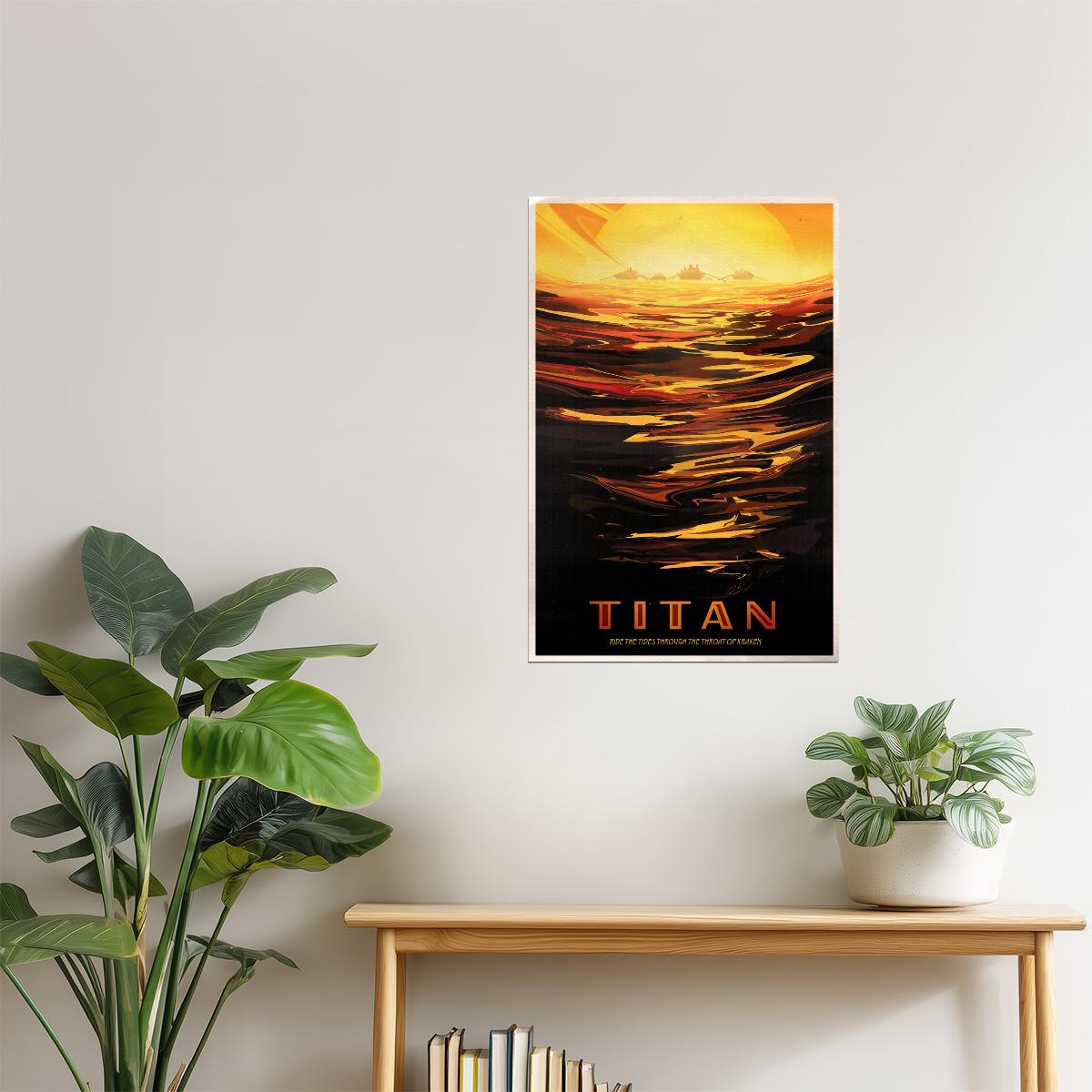 Titan | NASA Retro Space Travel Poster Astronomy Wall Decor