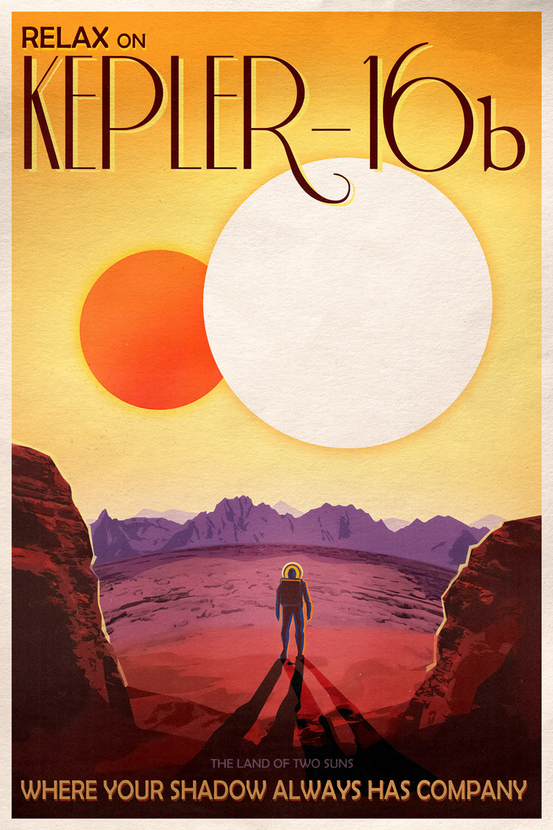 Kepler-16b | NASA Retro Space Travel Poster Space Wall Art