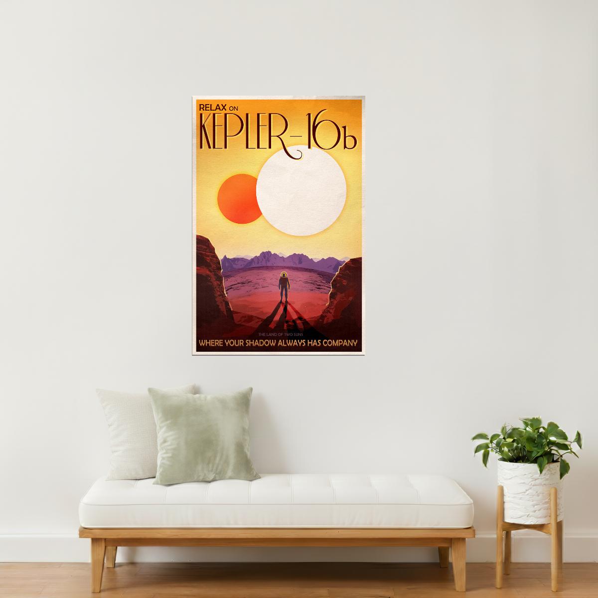 Kepler-16b | NASA Retro Space Travel Poster Space Wall Art