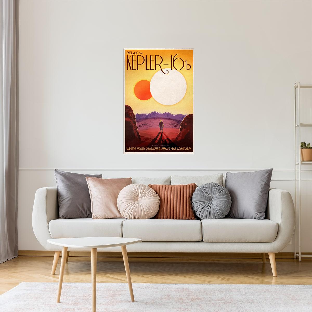 Kepler-16b | NASA Retro Space Travel Poster Space Wall Art