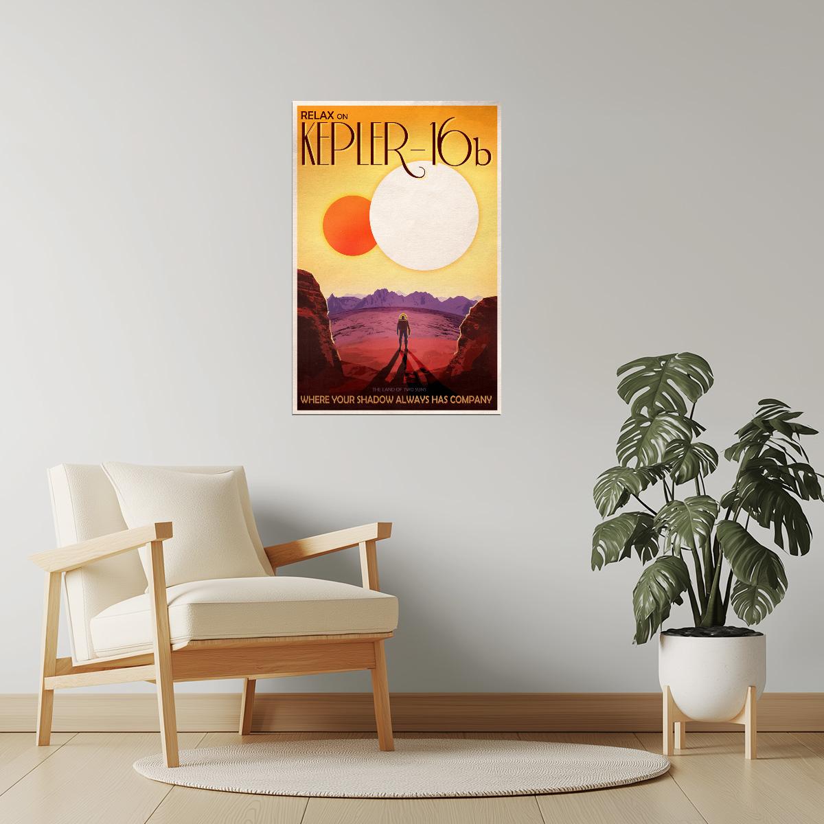 Kepler-16b | NASA Retro Space Travel Poster Space Wall Art