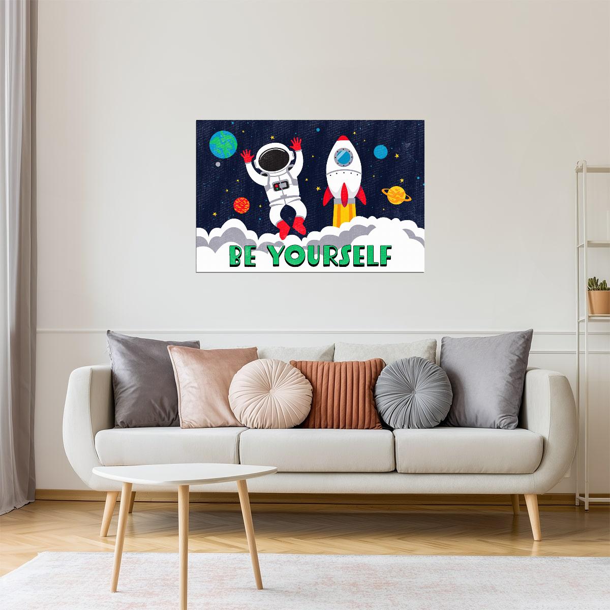 Be Yourself | Kids Space Wall Art Astronaut Poster
