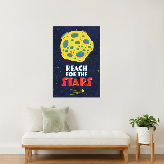 Reach for the Stars | Kids Space Wall Art Solar System Poster