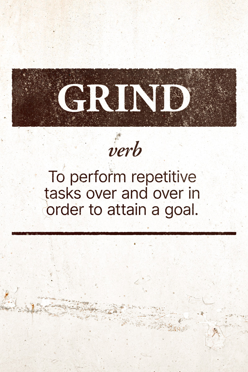 Grind | Beige Motivational Typography Print Poster