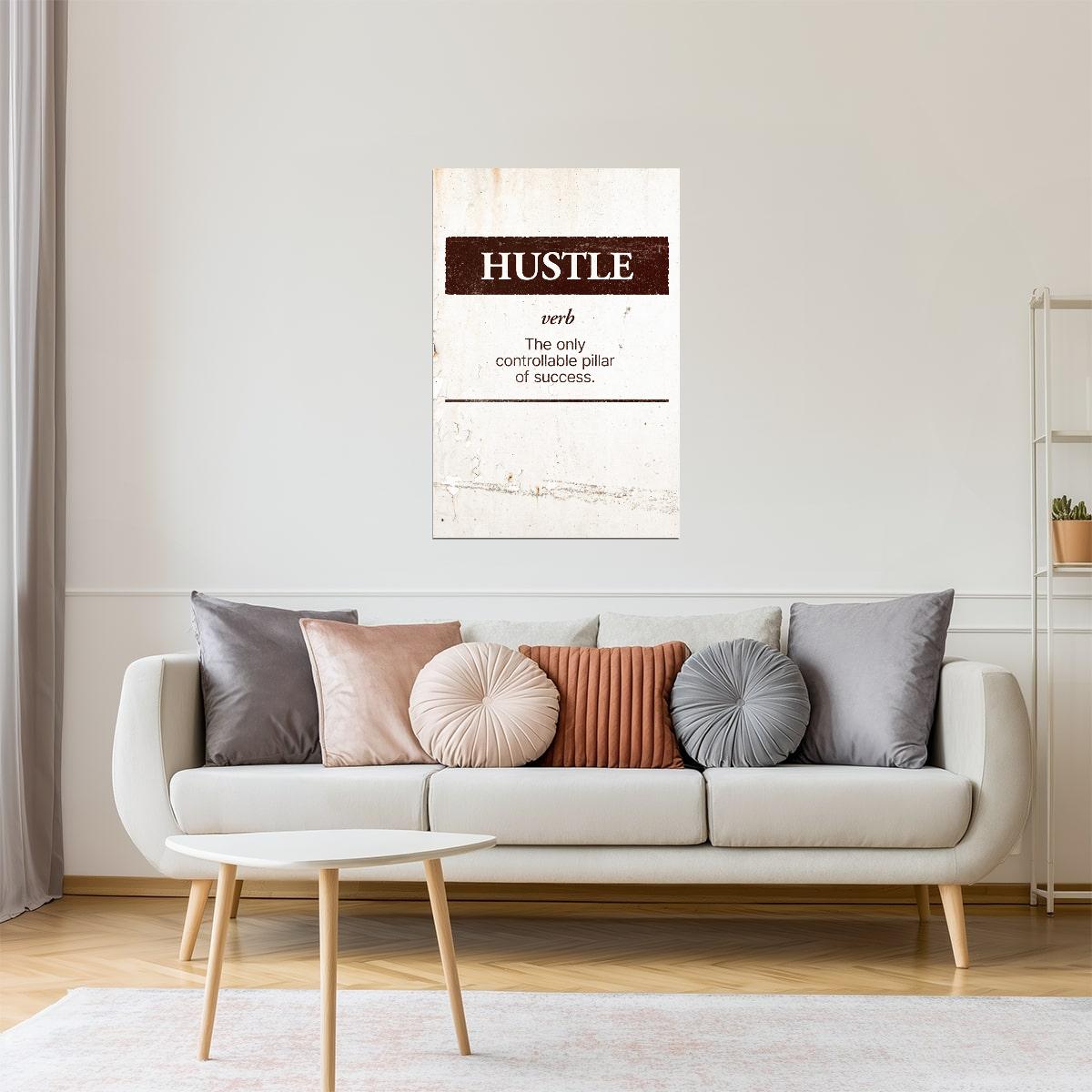 Hustle | Beige Minimalist Motivational Poster