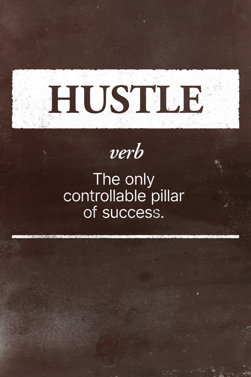 Hustle | Brown Minimalist Motivational Wall Art Poster