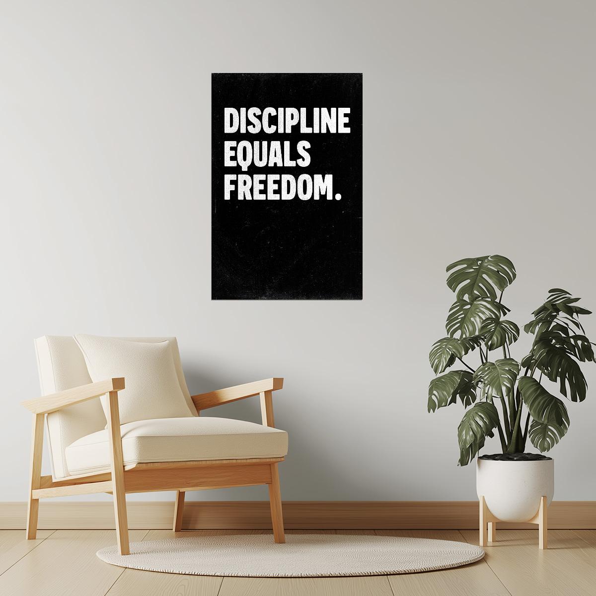 Discipline Equals Freedom | Black Motivational Typography Poster