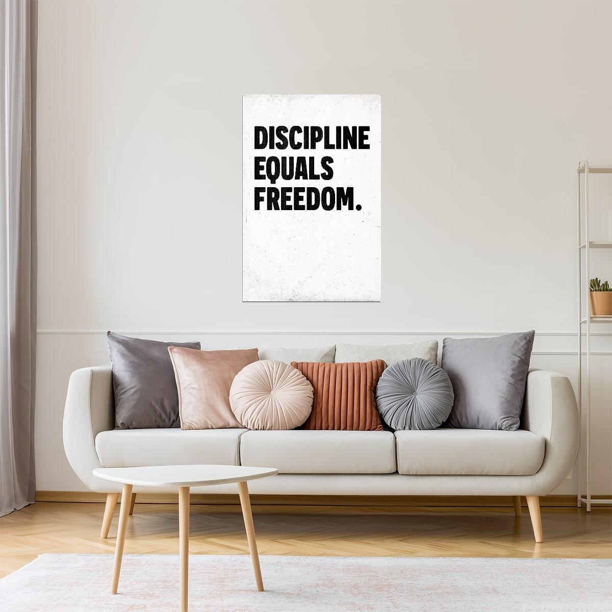 Discipline Equals Freedom | White Motivational Typography Poster