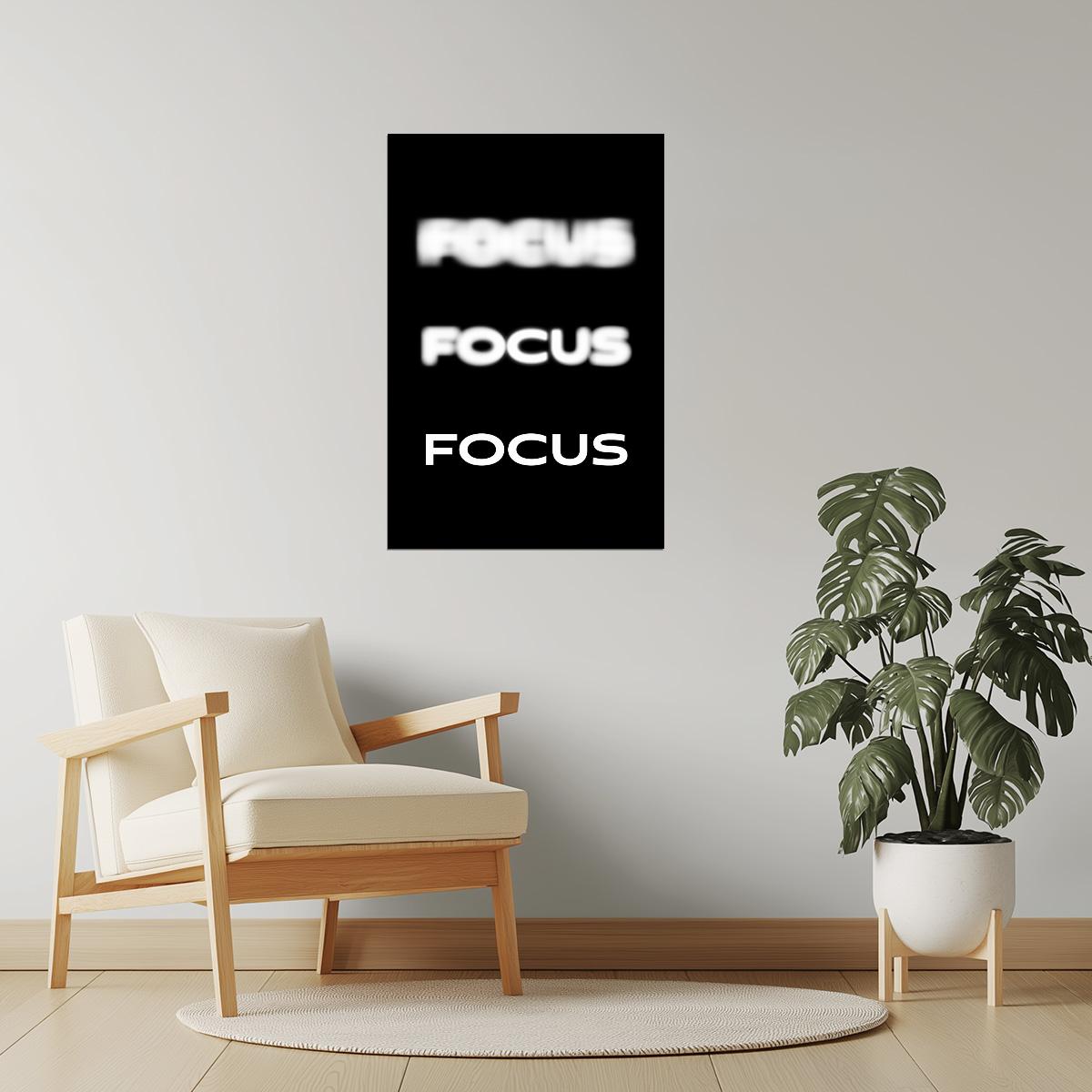 Focus | Black Motivational Typography Poster