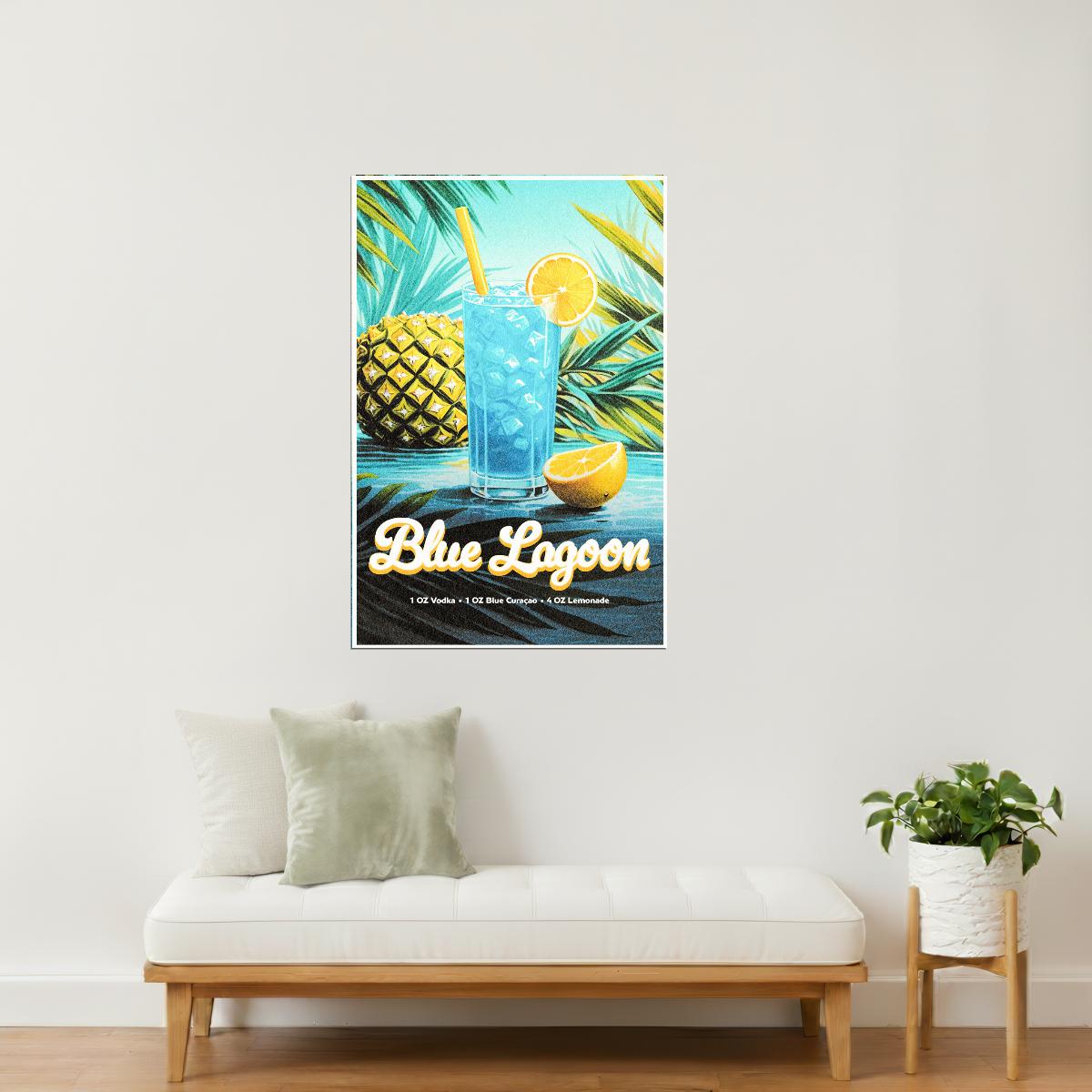 Blue Lagoon Recipe | Tropical Cocktail Wall Art Poster