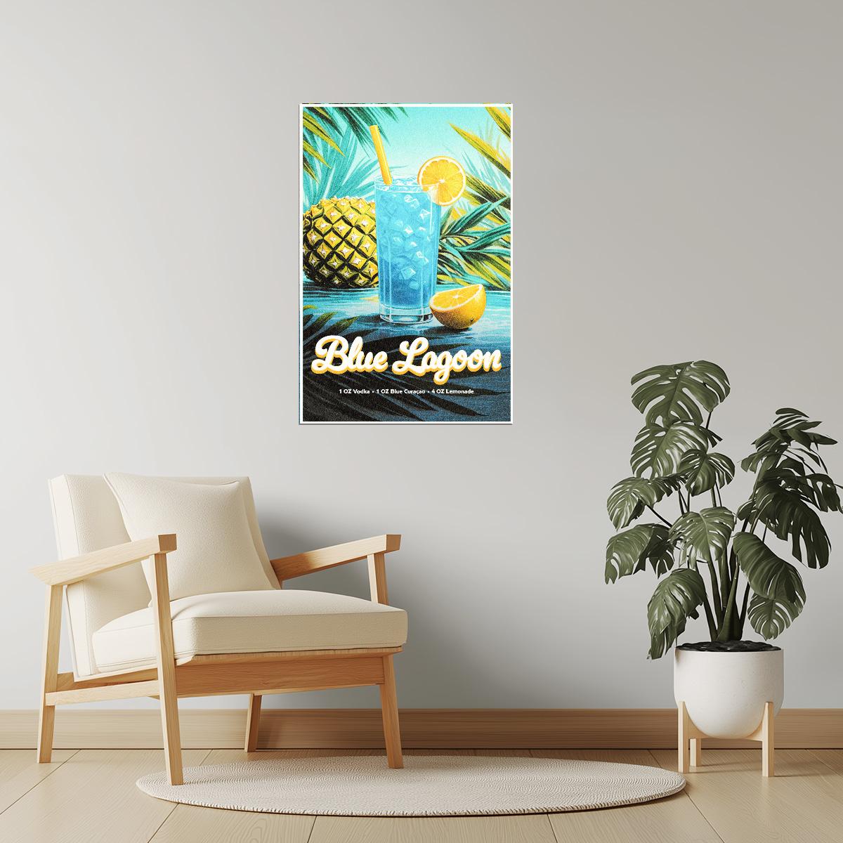 Blue Lagoon Recipe | Tropical Cocktail Wall Art Poster