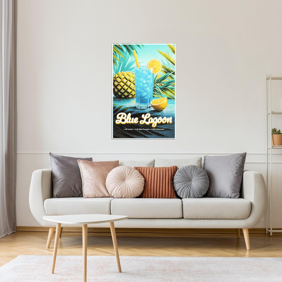 Blue Lagoon Recipe | Tropical Cocktail Wall Art Poster