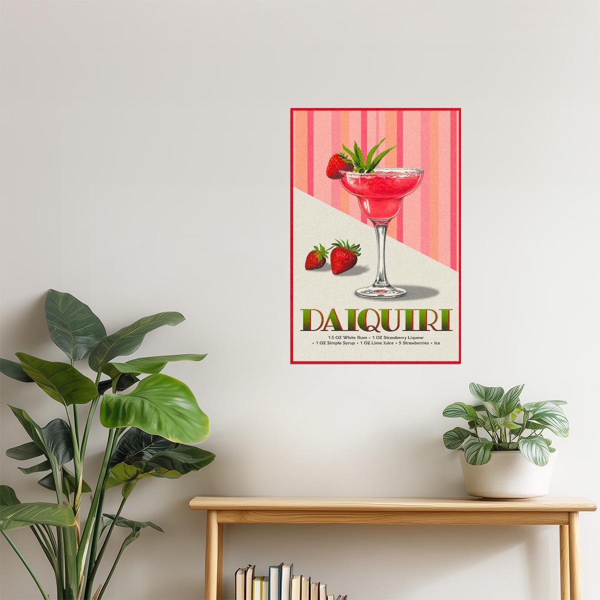 Strawberry Daiquiri Recipe | Fruity Cocktail Wall Decor Poster