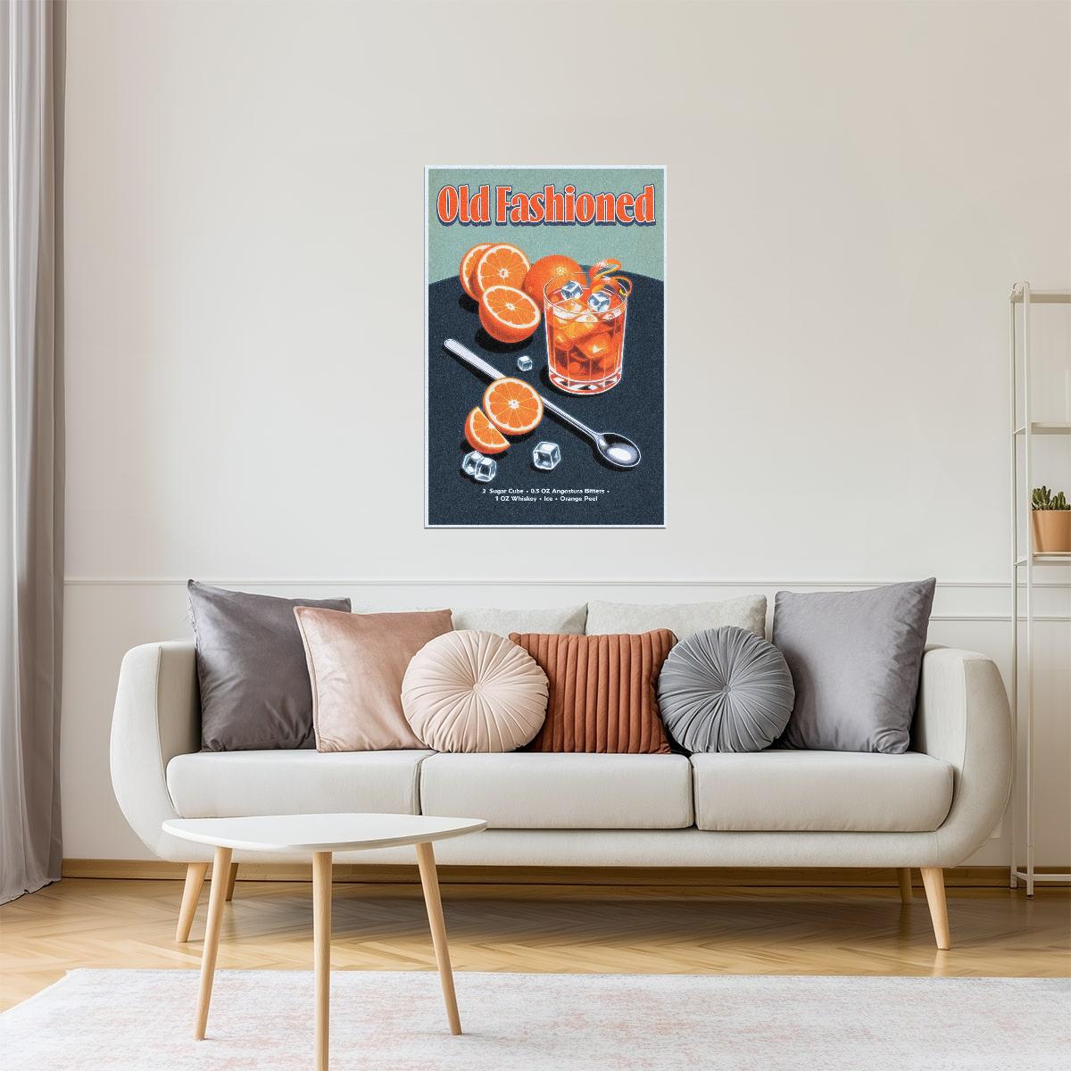 Old Fashioned Recipe | Classic Cocktail Art Print Poster
