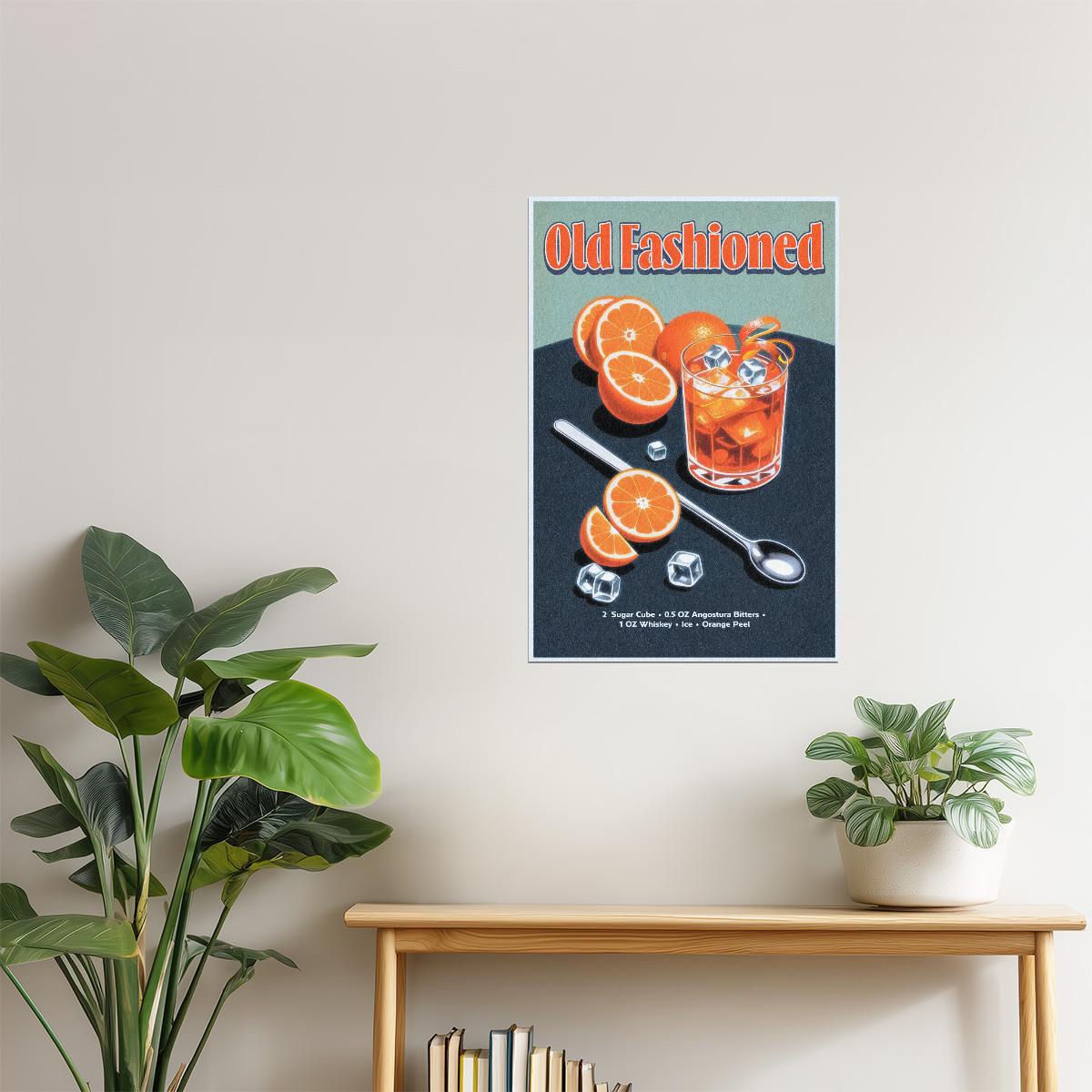 Old Fashioned Recipe | Classic Cocktail Art Print Poster
