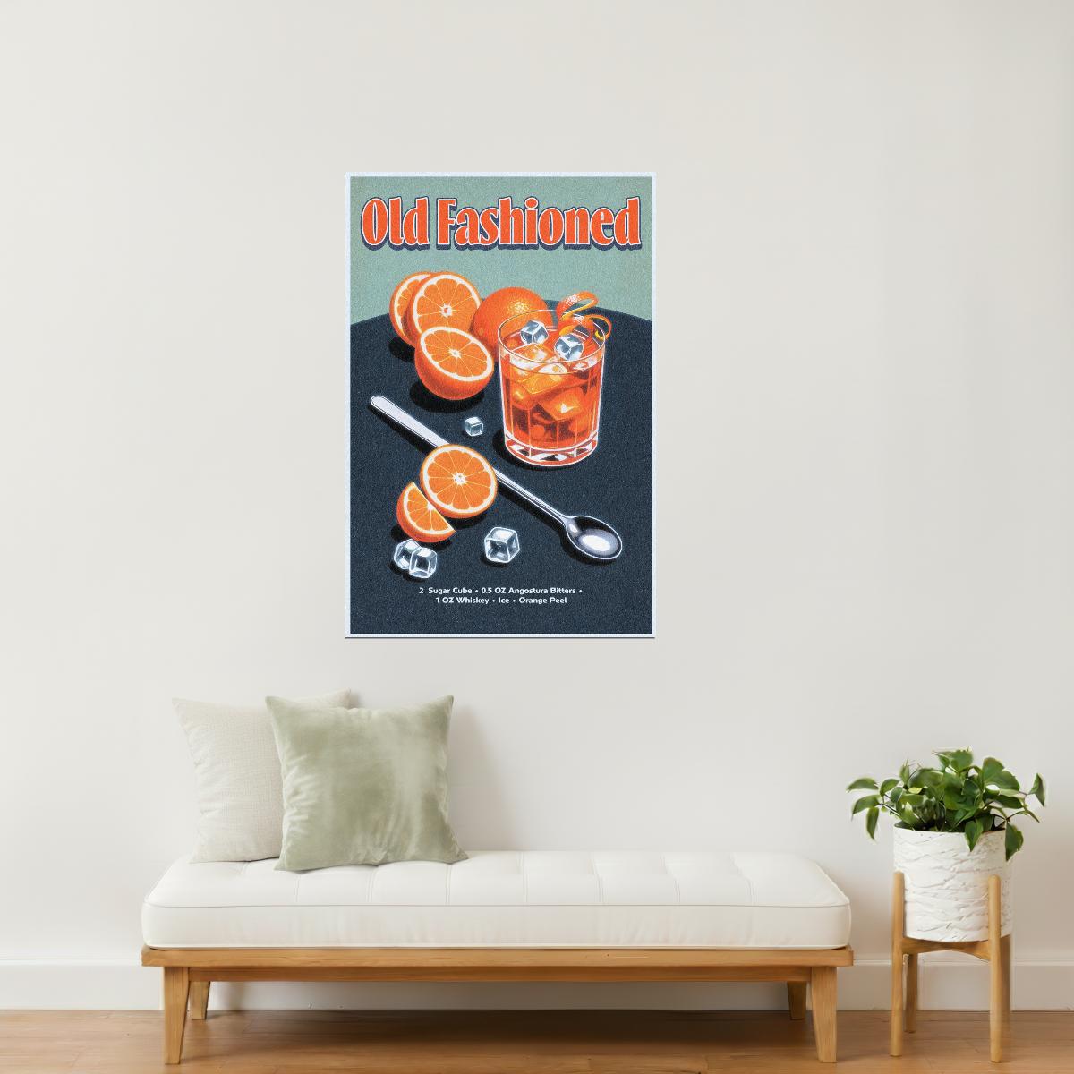 Old Fashioned Recipe | Classic Cocktail Art Print Poster