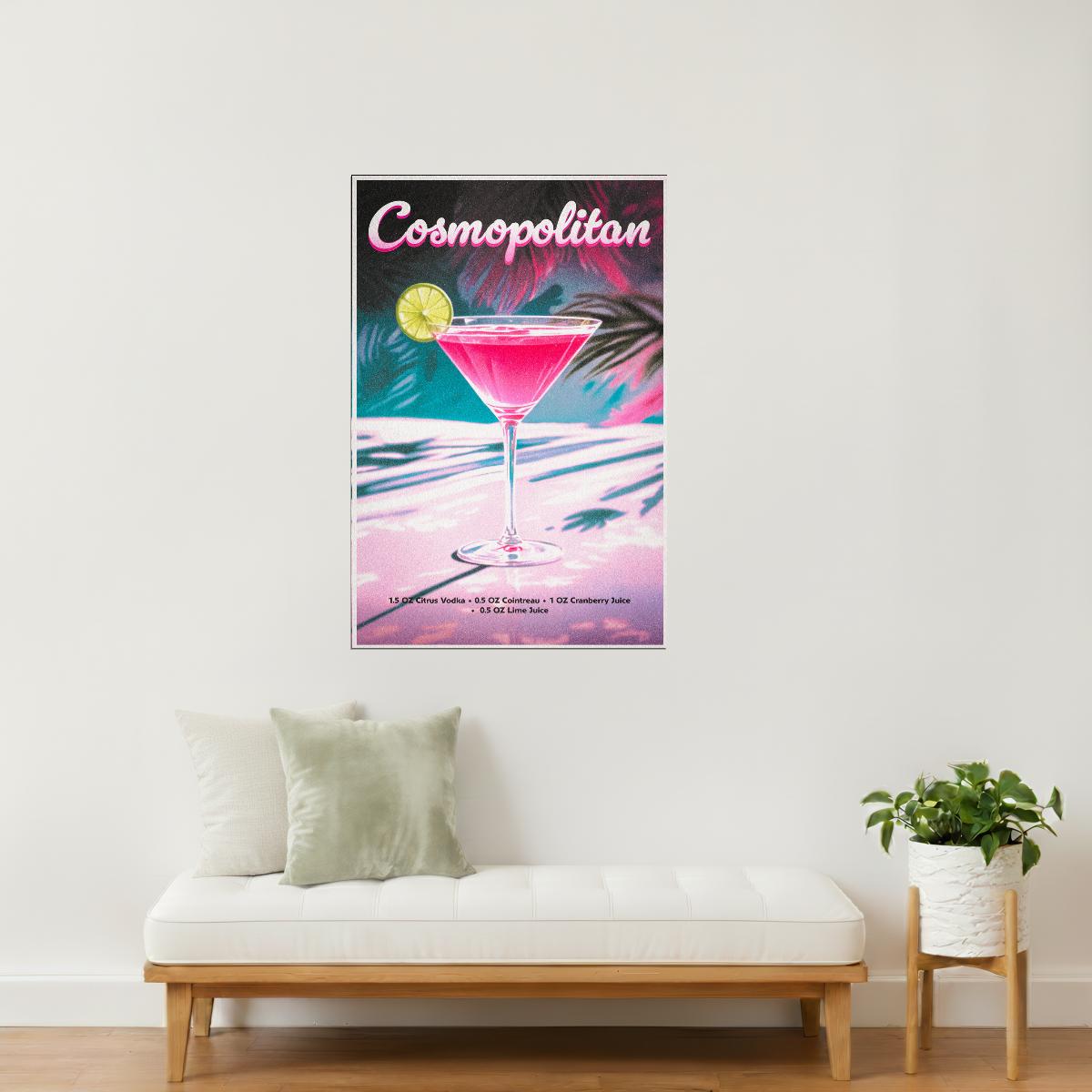 Cosmopolitan Recipe | Fashionista Cocktail Wall Decor Poster