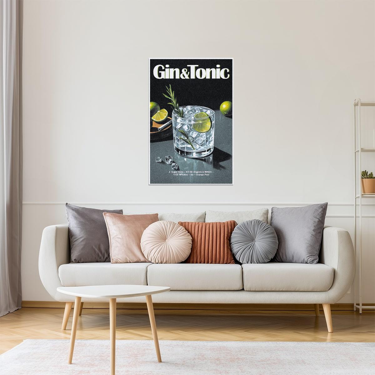 Gin and Tonic Recipe | Timeless Cocktail Art Print Poster