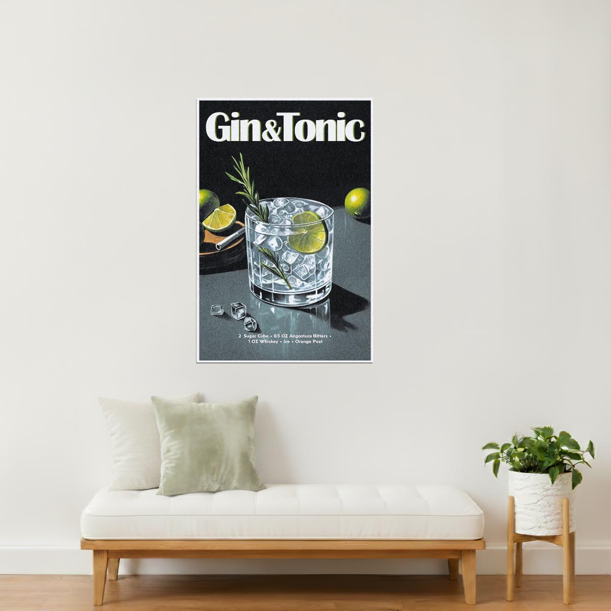 Gin and Tonic Recipe | Timeless Cocktail Art Print Poster