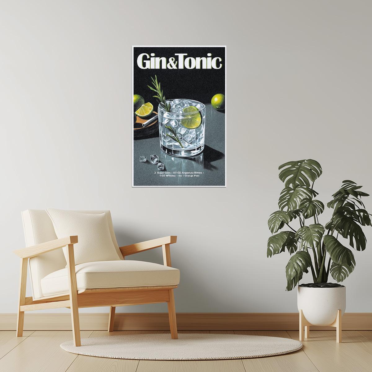 Gin and Tonic Recipe | Timeless Cocktail Art Print Poster