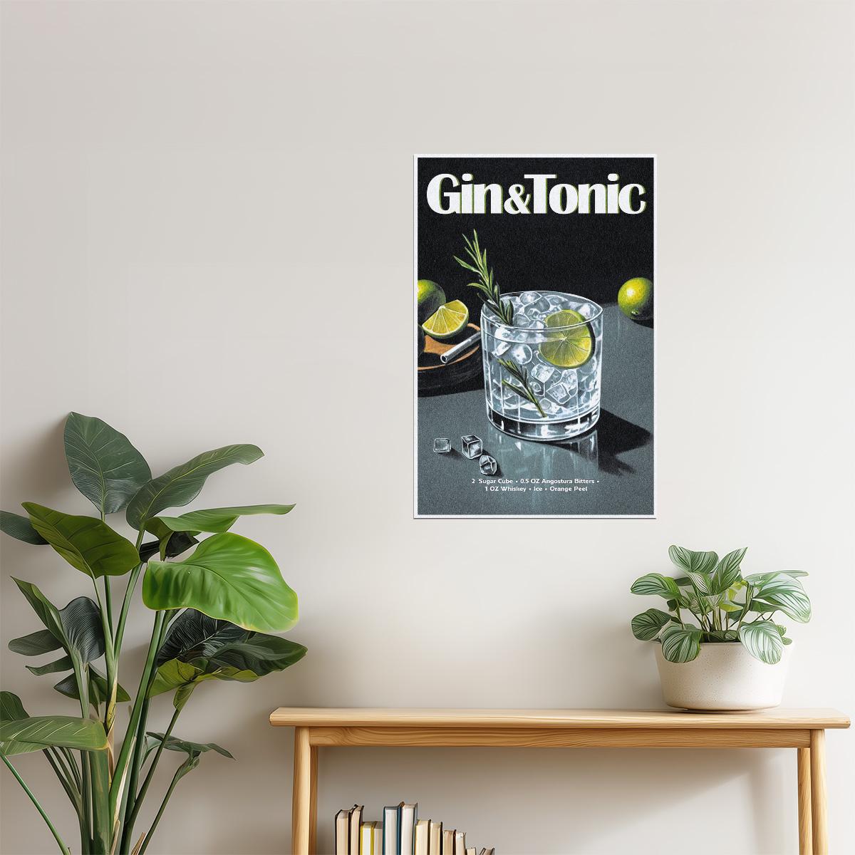 Gin and Tonic Recipe | Timeless Cocktail Art Print Poster